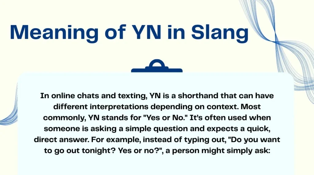 Meaning of YN in Slang