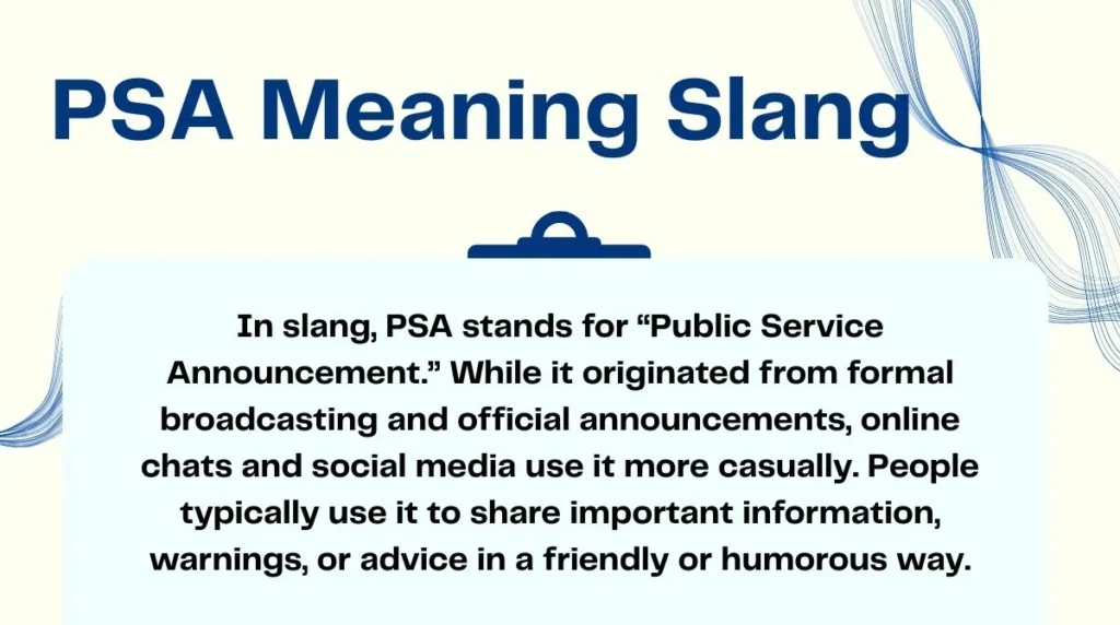 PSA Meaning Slang