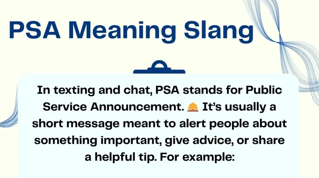 PSA Meaning Slang