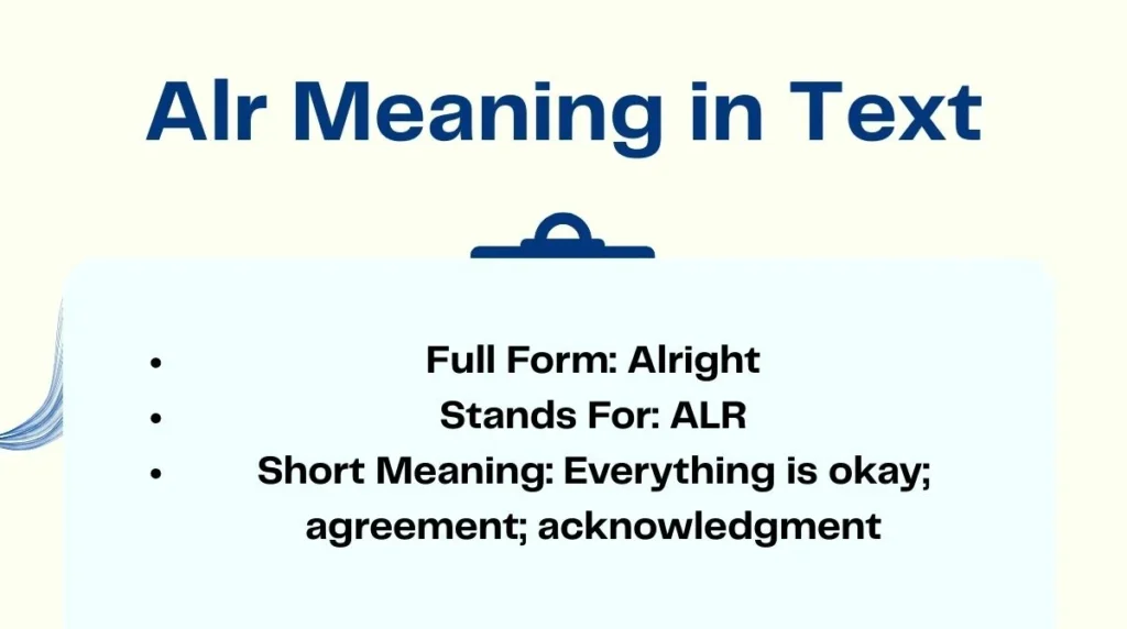 Alr Meaning in Text
